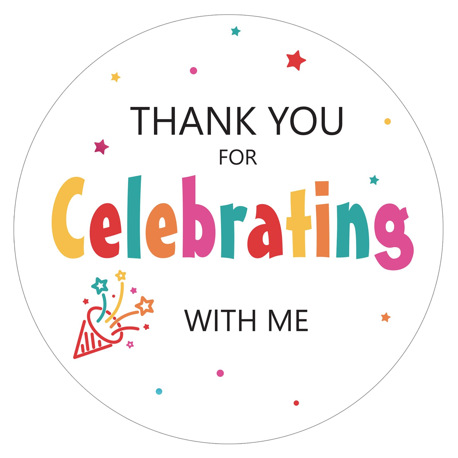60Pcs Thank You for Celebrating with Me Stickers, 2In White Thank You Gift Stickers, Round Self-Adhesive Gift Labels for Package, Bags, Envelope Seals, Party Favor