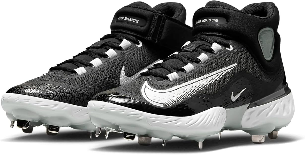 Nike Men's Alpha Huarache Elite 4 Mid Baseball Cleats 'Black Dark Smoke Grey' (DJ6520-011) - Size 7 - Image 3