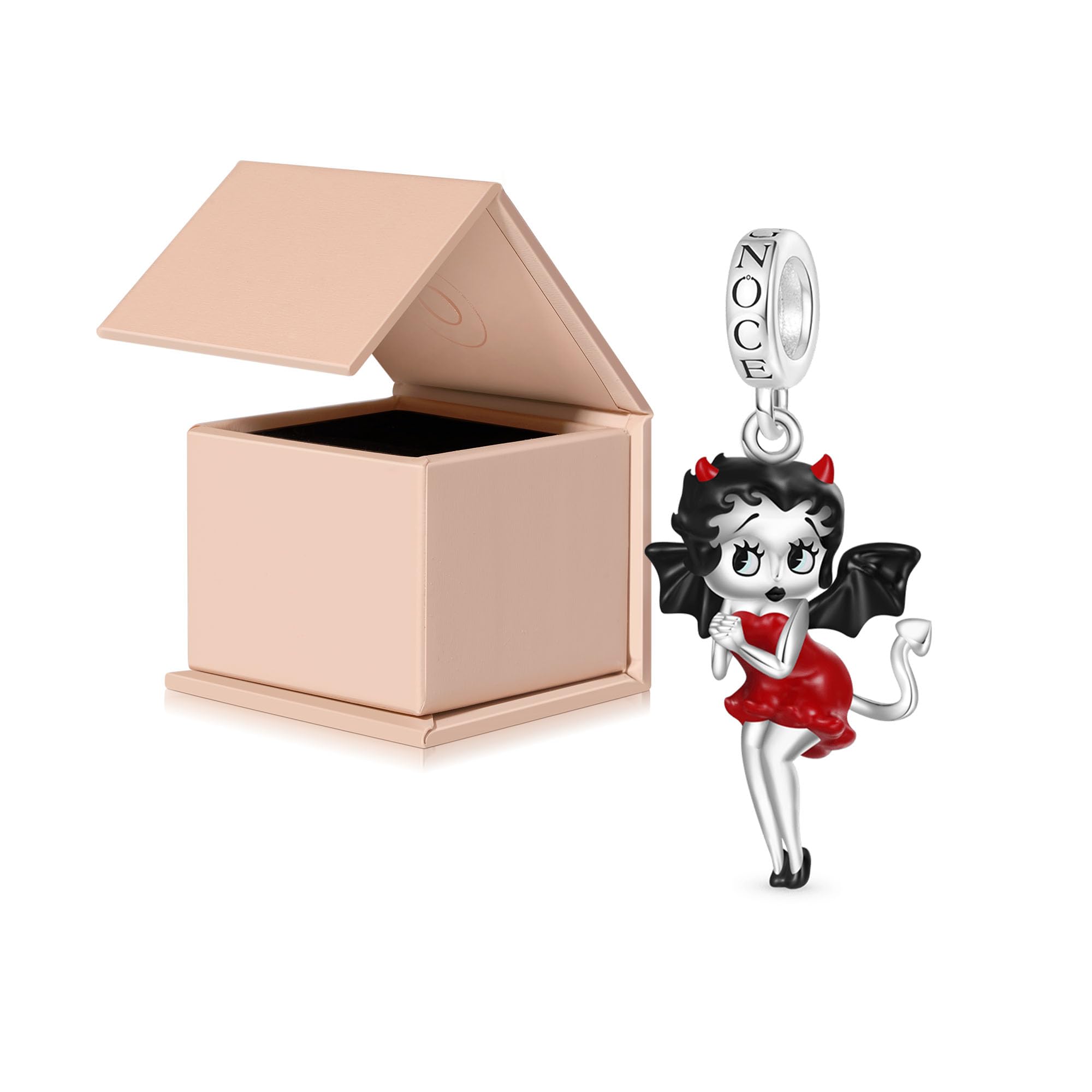 GNOCE Colgante de plata de ley 925 de Betty Boop, para mujer, esposa, día de San Valentín, día de la madre, regalo de joyería, Medium, Plata de ley, Sin piedra preciosa