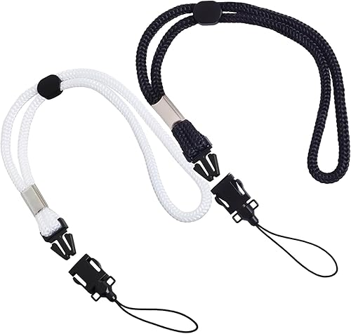 Digital Nc Paquete de 2 correas de muñeca (estilo de lenca) ajustables con liberación rápida compatible con Nikon P900, Negro & blanco