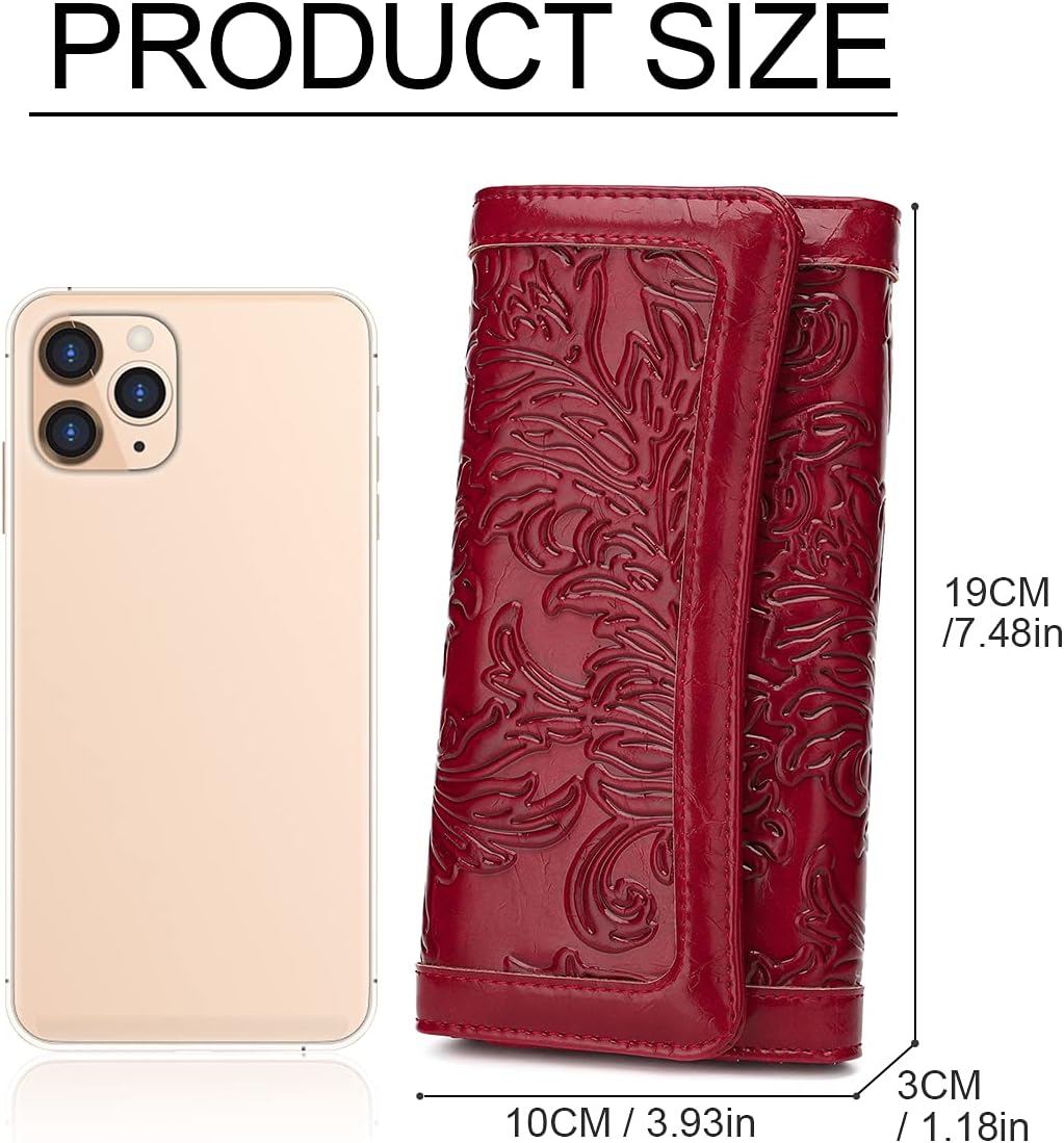 MEITRUE Women's Wallet Leather RFID Blocking Trifold Ladies Purse Embossed long Clutch Card Holder Phone Checkbook Organizer - Image 6