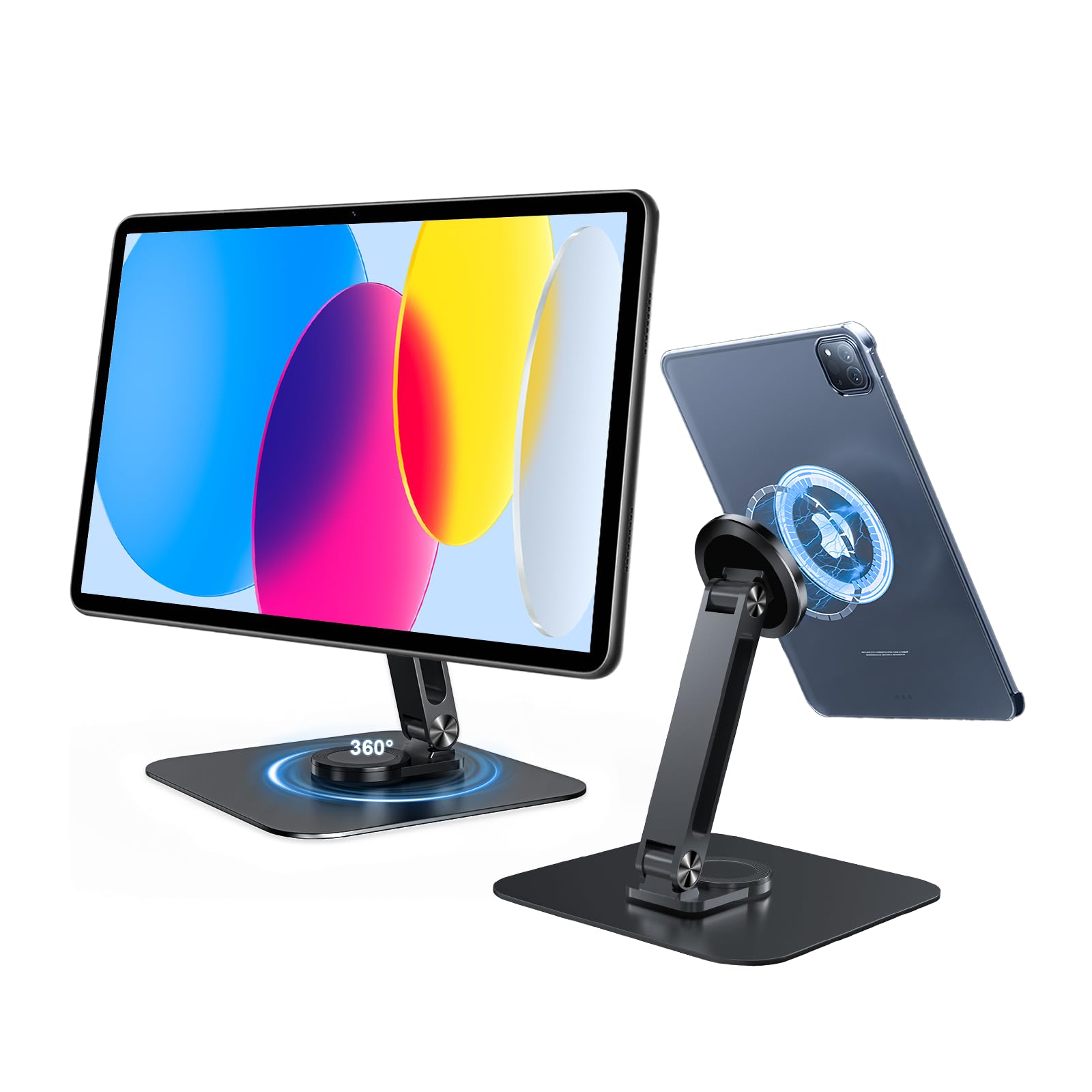 Support Magnétique pour Tablette avec Base Solide, Support de Bureau pour iPhone/Android/iPad, Support Réglable pour Téléphone Portable pour iPhone 16/15/14/13/12, Support de Moniteur