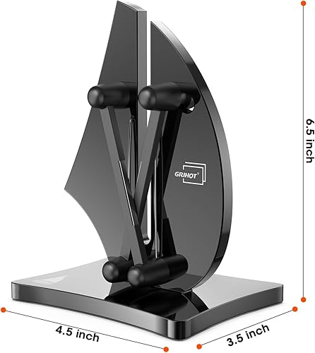 Miniatura 7 de Grihot Afilador de cuchillos profesional  Diseño de velero aerodinámico de 3 acciones para afilar cuchillos sin esfuerzo, la herramienta definitiva