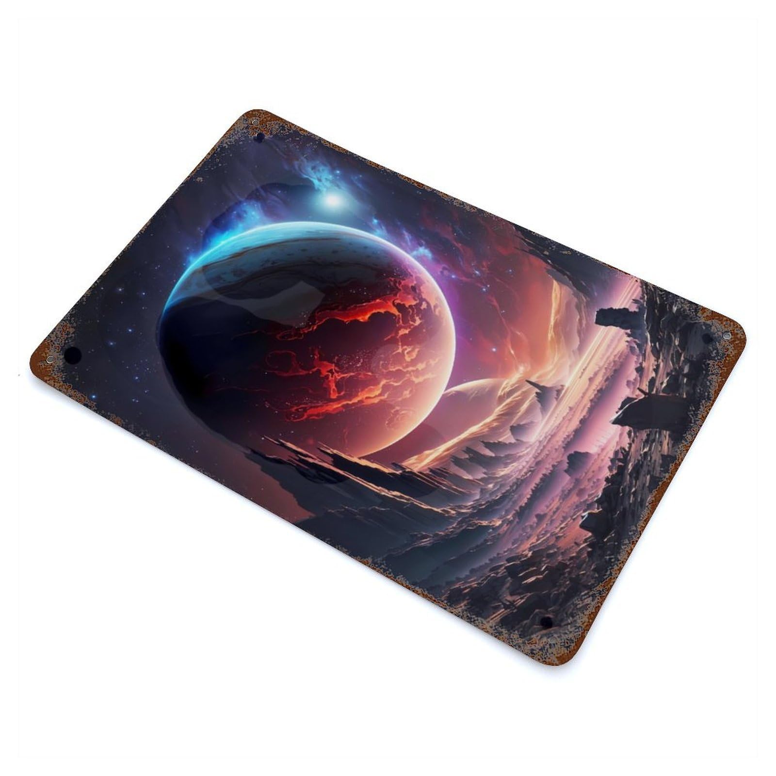 Celestial Planet Serenity Rusty Metal Tin Sign 11.8"x7.9", for Pub, Kitchen And Man Cave Decor, Farmhouse Wall Decor