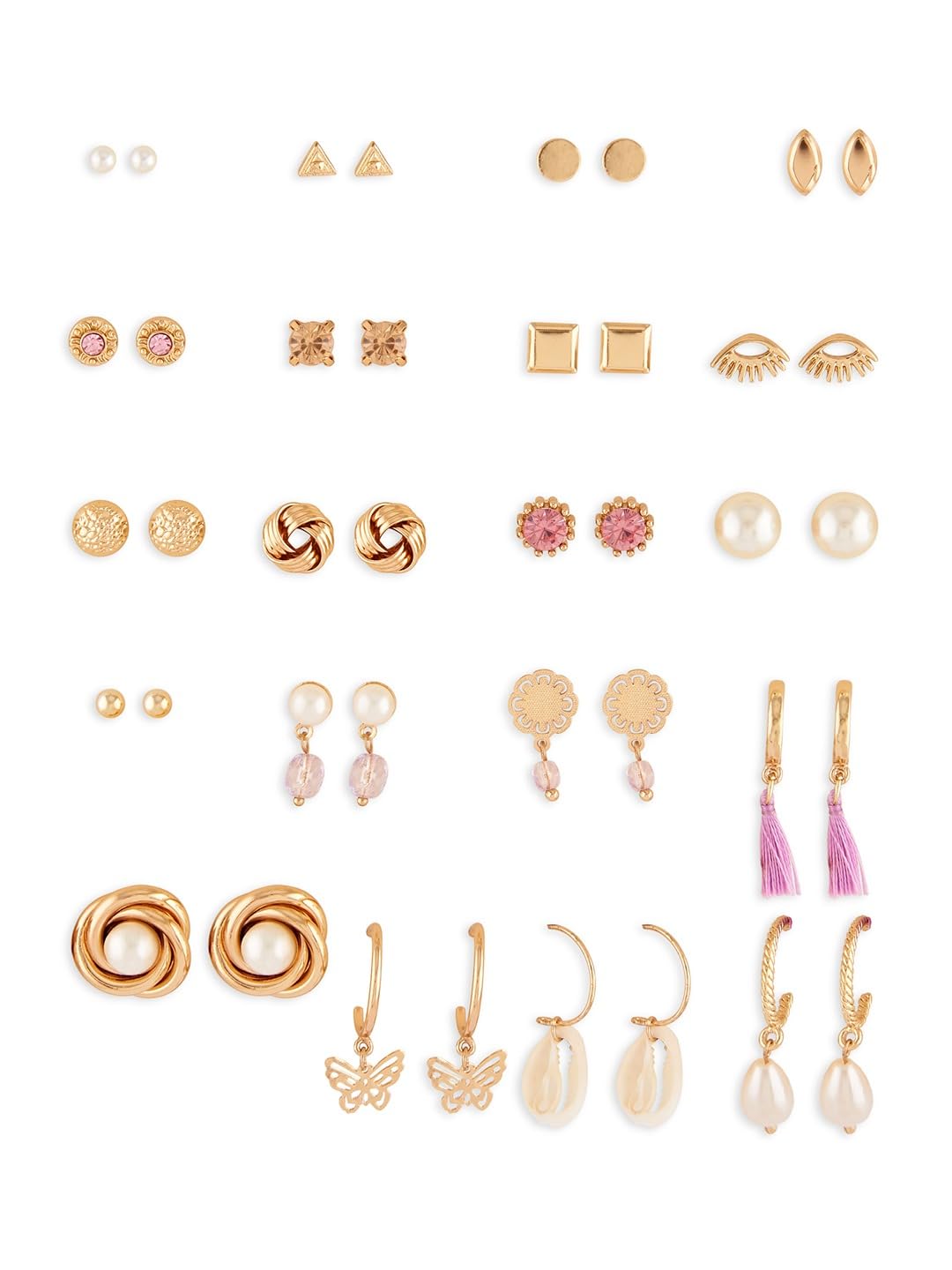 Zaveri Pearls Combo Of 20 Gold Tone Classy Contemporary Studs & Drop Earrings For Women-ZPFK18597 (B0DBQS4D6S) Amazon Price History, Amazon Price Tracker
