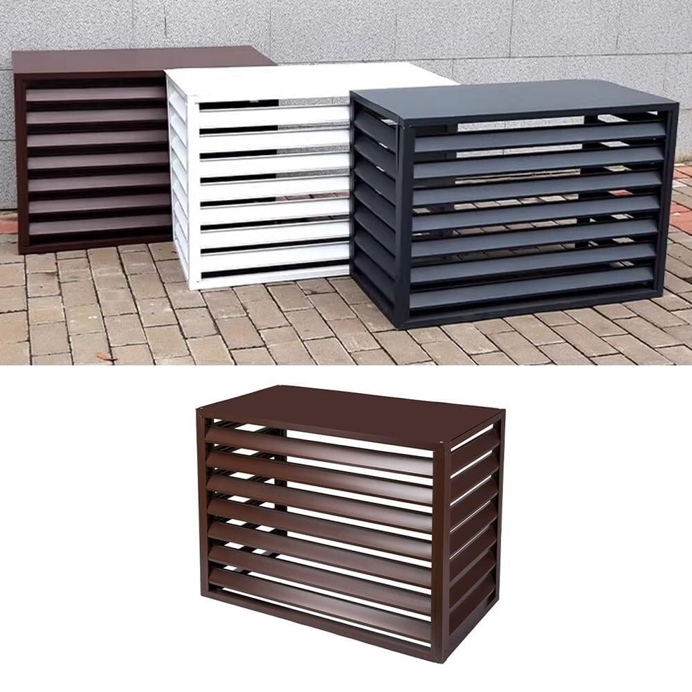 Aluminiowa osłona klimatyzatora i pompy ciepła, panel ogrodzeniowy klimatyzatora, dł. 120 x szer. 70 x wys. 150 cm osłona klimatyzatora zewnętrznego(Dark szary, 110 x 60 x 80 cm) (Brown, 110 x 60 x 80