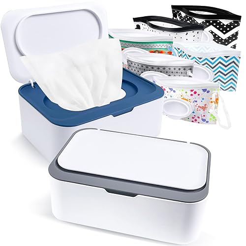 Dispensador de toallitas para bebé, caja reutilizable para toallitas húmedas y bolsa portátil para toallitas húmedas, contenedor recargable con tapa