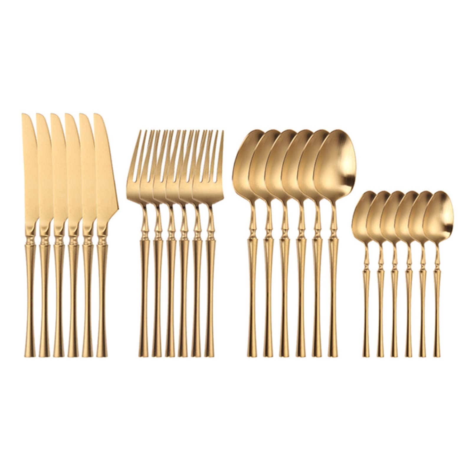 Ensemble de Couverts en Acier Inoxydable, 6 pièces/24 pièces, Vaisselle de Luxe en Acier, fourchettes dorées, cuillères, Couteaux, Ensemble de Couverts en Acier