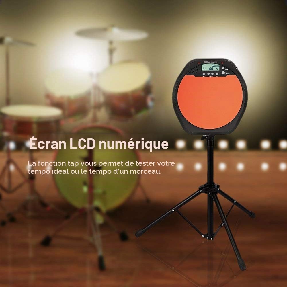 Alomejor Électronique Pad Numérique Pratique Formation Métronome Boîte à rythmes avec Écran LCD Écouteur pour Entraînement Pratique