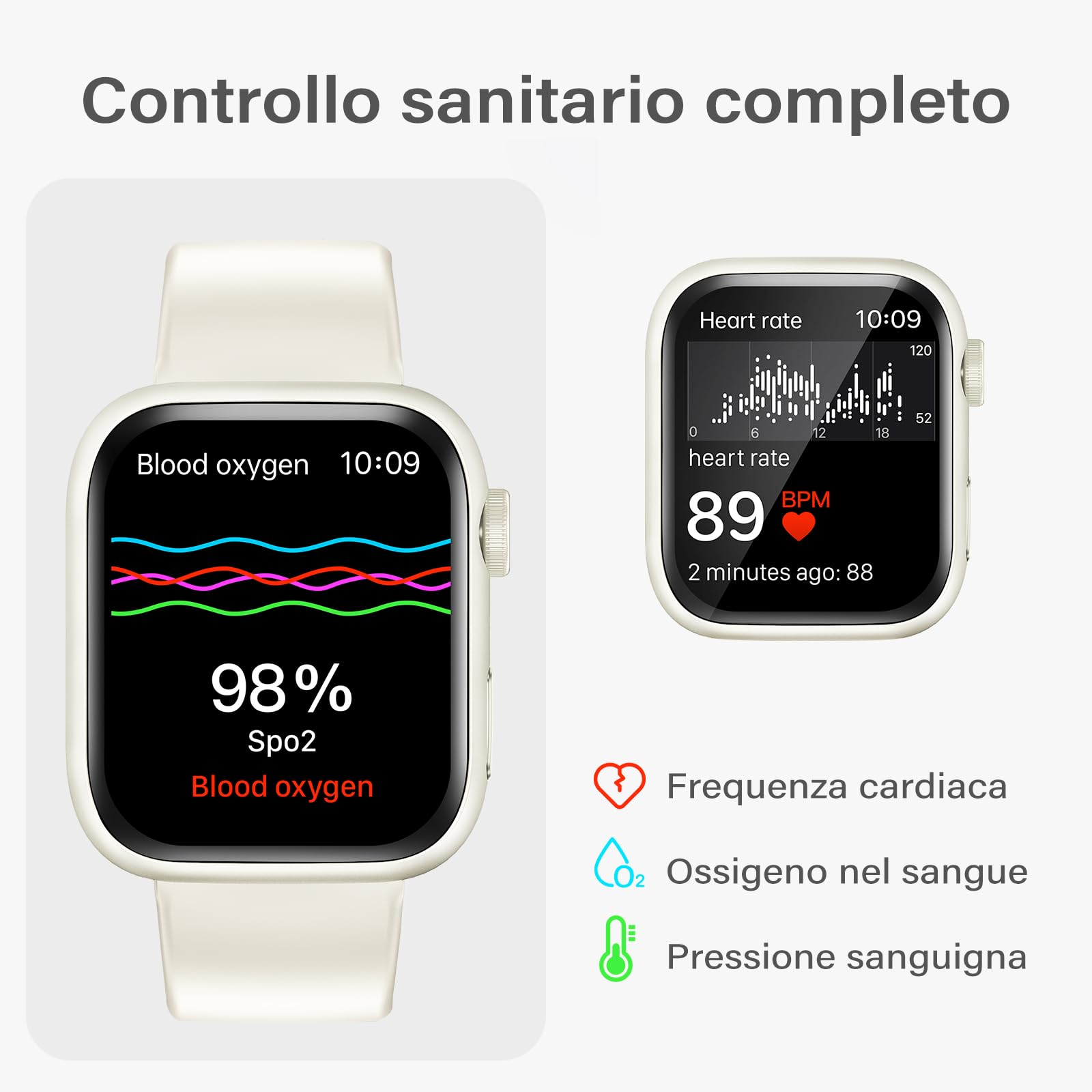 Smartwatch Uomo Donna, 1.85" Orologio Smartwatch con Chiamare/Rispondere, Molteplici modalità Sportive con Contapassi/Sonno/Cardiofrequenzimetro, IP68 Smart Watch per Andorid iOS