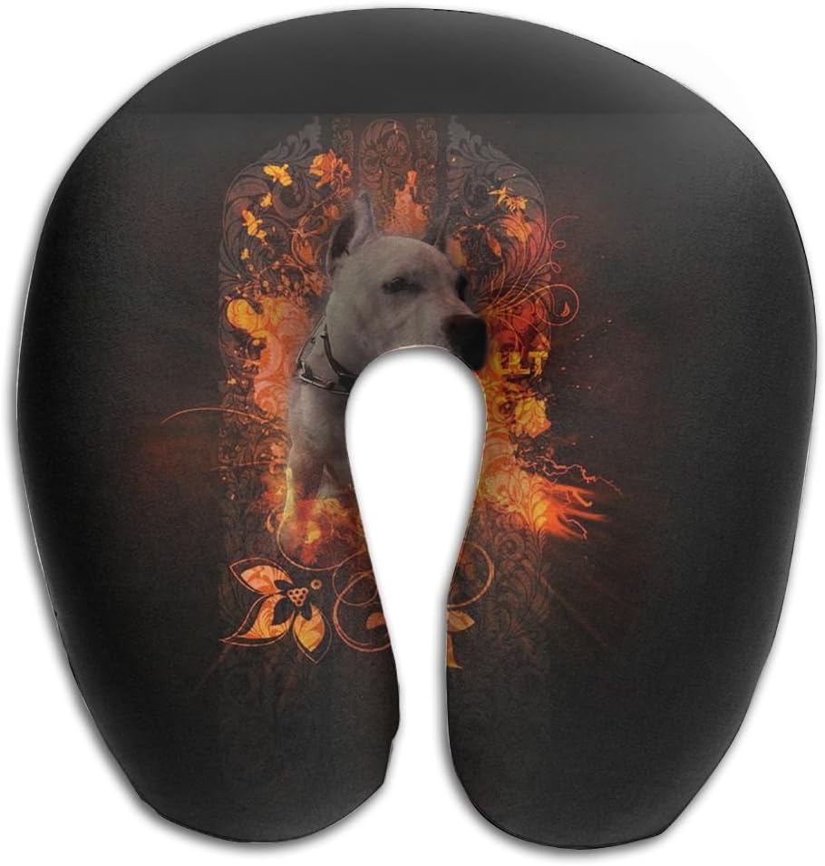 Creative American Pit Dog Pitbull Design Comfortable U Shaped Neck Pillow Soft Neck Support Pattern Pillow For Rest,Travel,Car,Airplane,Bed,Sofa