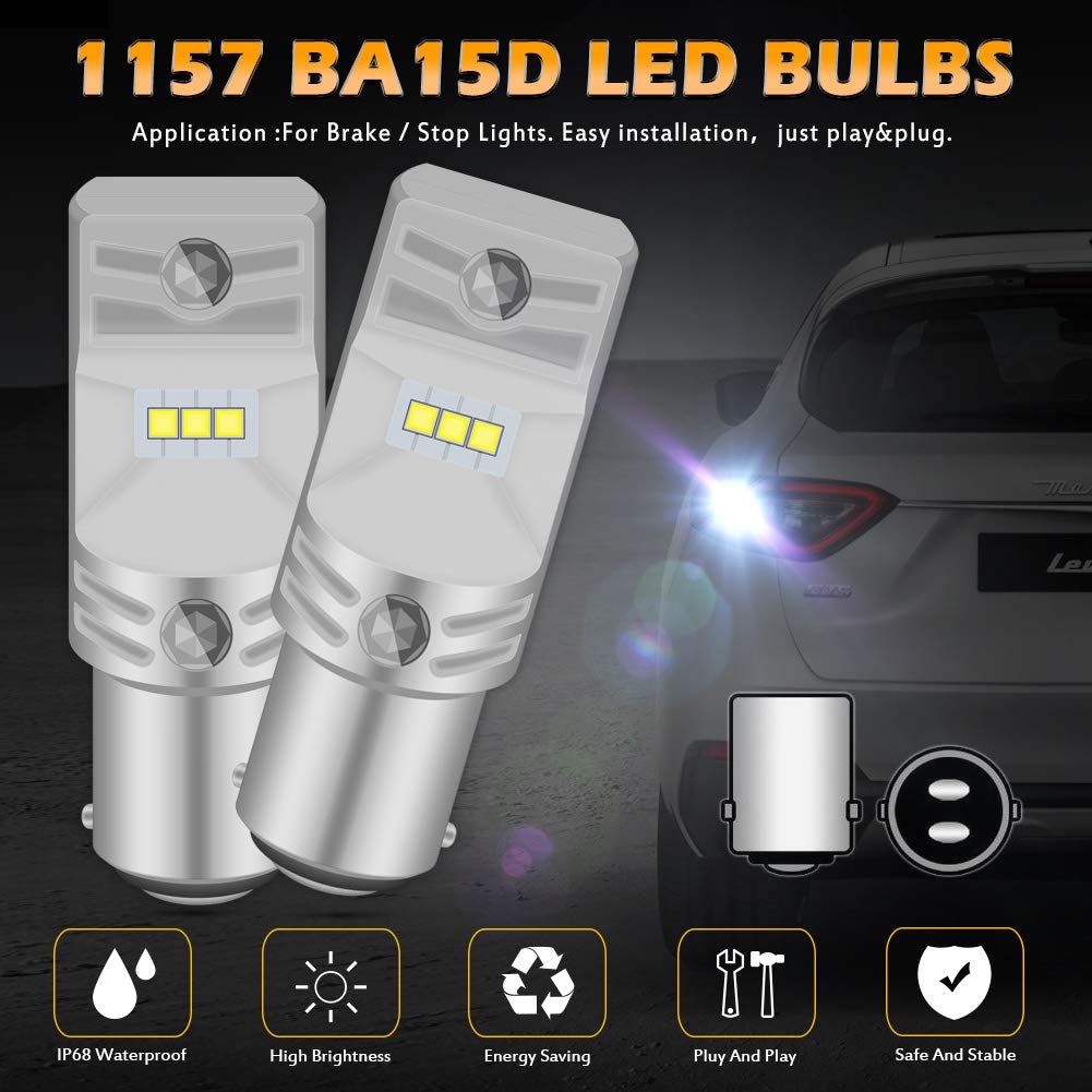 KATUR 1157 BAY15D 1016 1034 7528 żarówka LED chipy CSP bardzo jasne 1600 lumenów 6500 K ksenonowa biała zamiennik do cofania światła kierunkowskazu tylnego hamulca, 2 sztuki