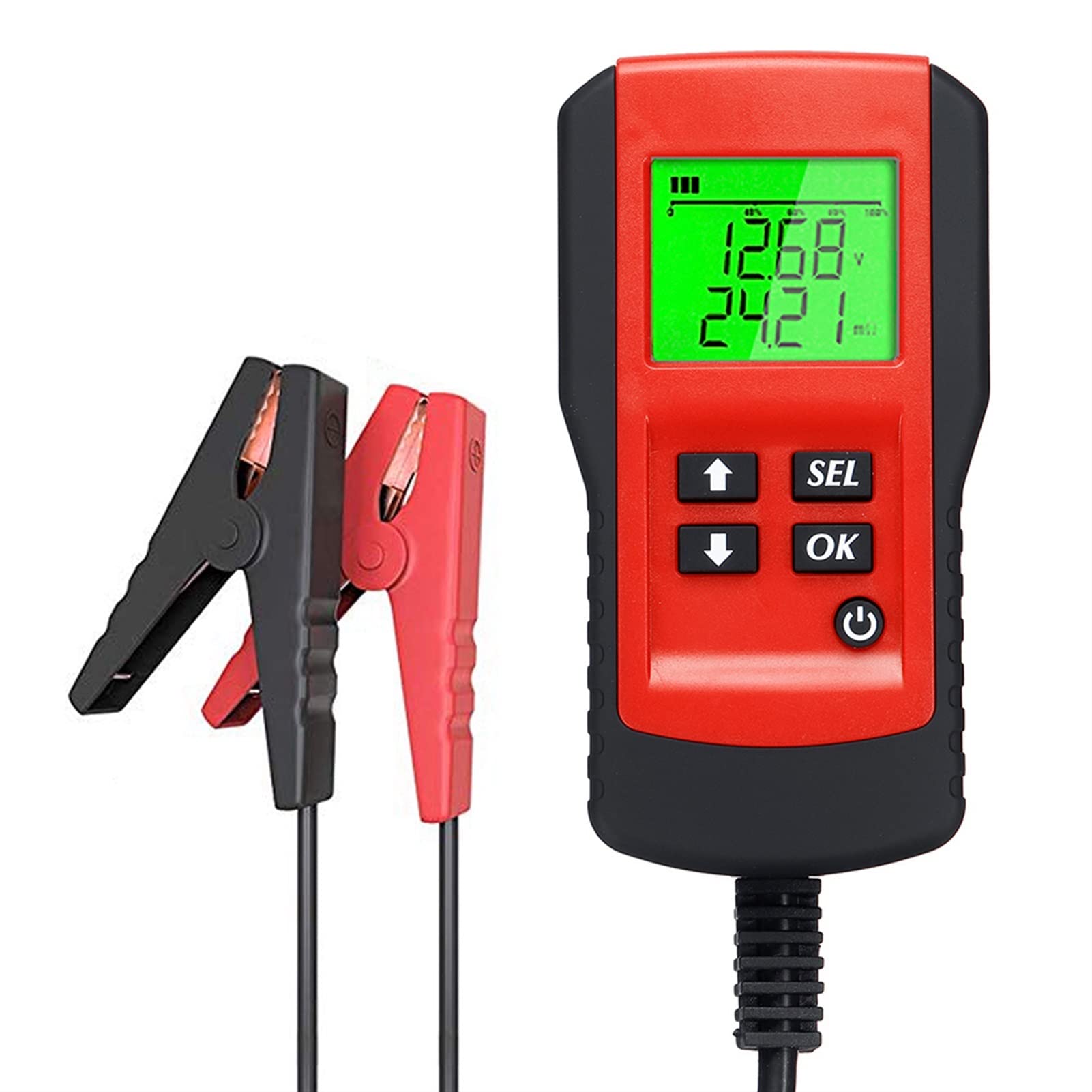Tester per batteria auto Digital 12V Car Battery Tester Tester Test e analizzatore della percentuale di durata della batteria, tensione, resistenza e batteria del ciclo profondo del ciclo per auto e c