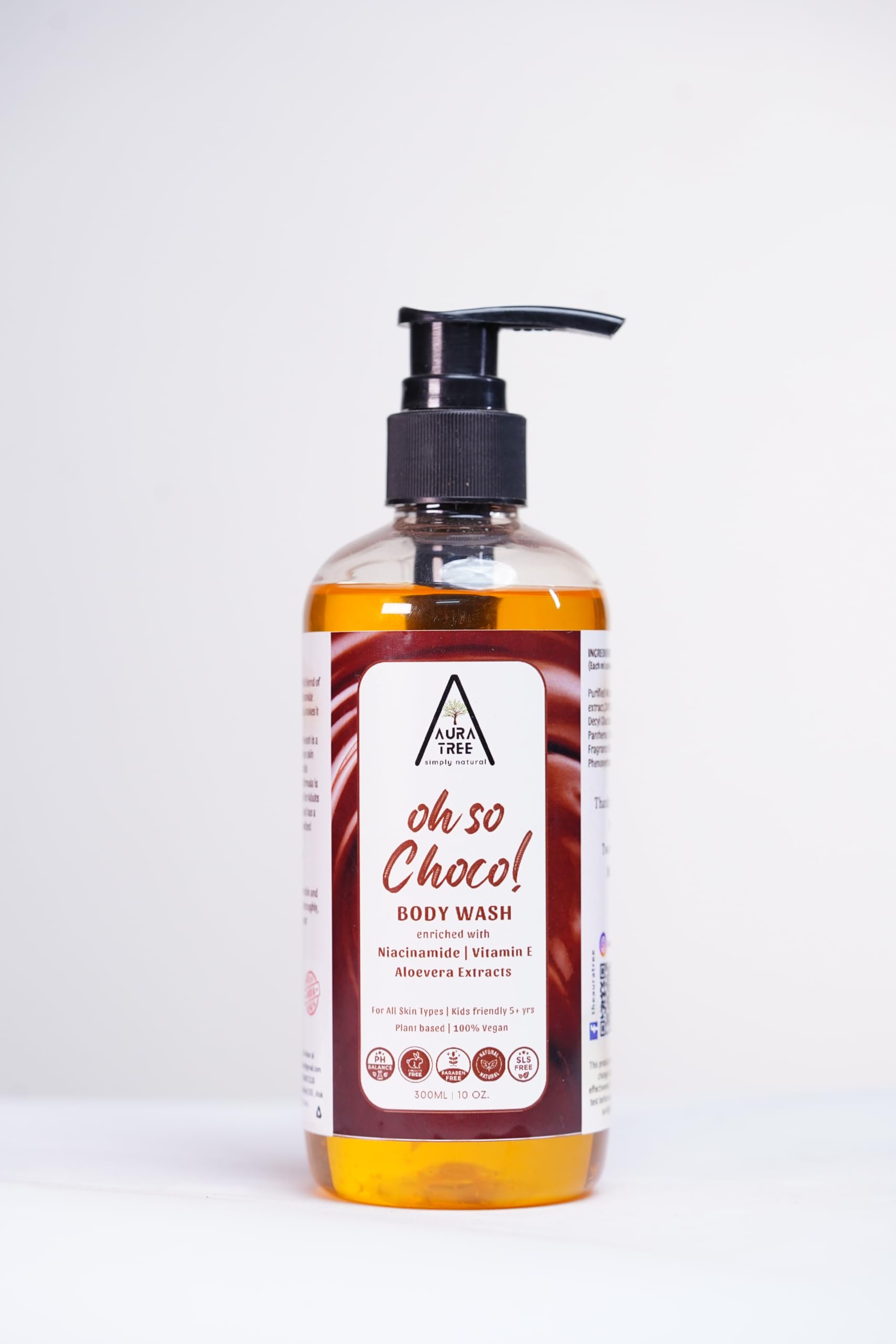 AuraTree Refreshing Body Wash | Keeps Skin Fresh and Clean | Brightens Skin and Reducing Dark Spots | 100% Botanical Extracts| for All Skin Types | (Oh so Choco) Get 1 Freebies