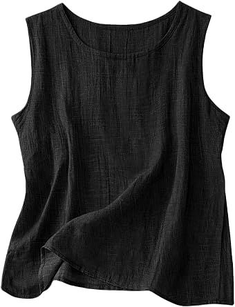 Lyocell Linen Tops for Women Summer Trendy Casual Tank Tops Comfy Lightweight Loose Womens Sleeveless Tops Shirts