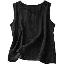 Lyocell Linen Tops for Women Summer Trendy Casual Tank Tops Comfy Lightweight Loose Womens Sleeveless Tops Shirts