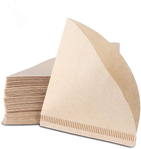 1-4 tazas de 100 filtros de café de papel de cono de filtros de café, filtros de pulpa de papel natural de color bronceado desechables