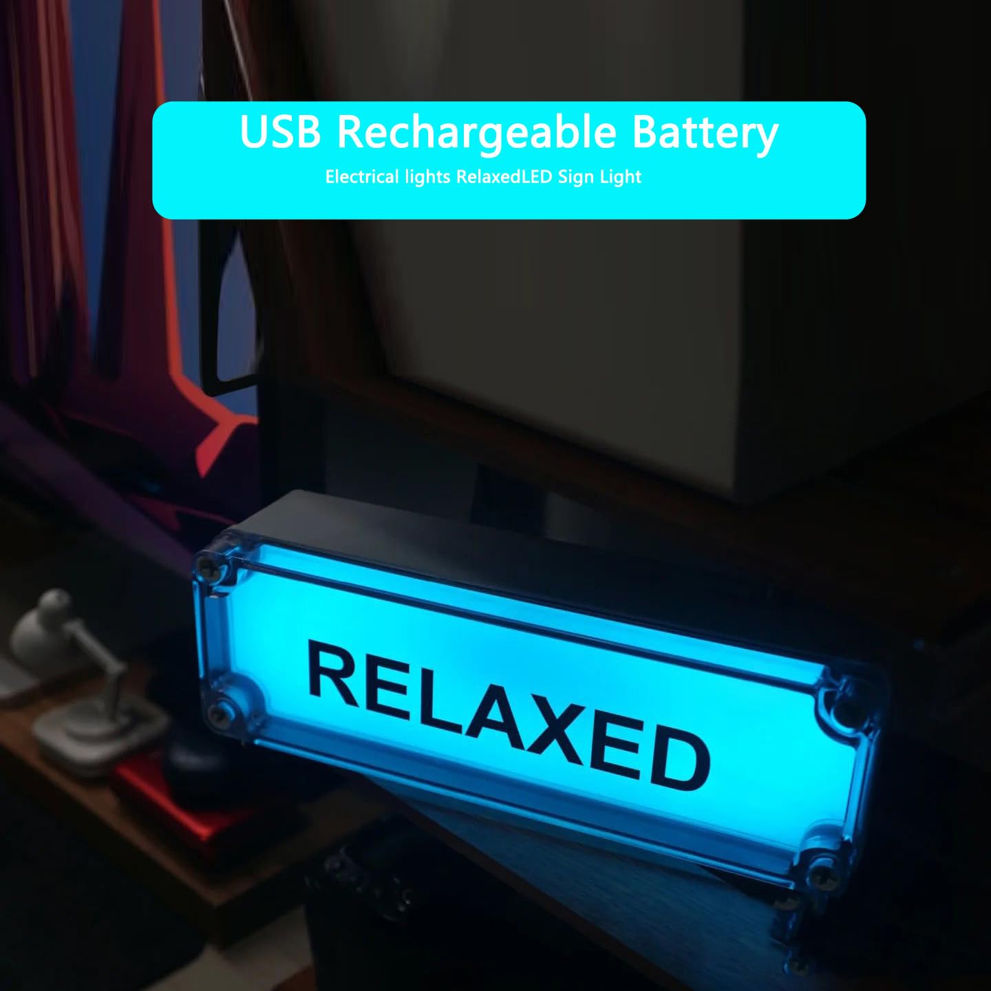 Elektrische Lichter, entspanntes LED-Schild, wiederaufladbarer Akku, LED-Licht, Smart-App-Musik-Synchronisation, Funktionen USB & Typ C, moderne RGB-Wandpaneele für Wohn- und Gaming-Dekoration