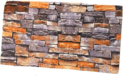 WANGF Panel de pared de espuma de ladrillo naranja, piedra 3D, autoadhesiva, 27.6 x 30.3in, grosor de una sola pieza, 0.197in, resistente al agua, a