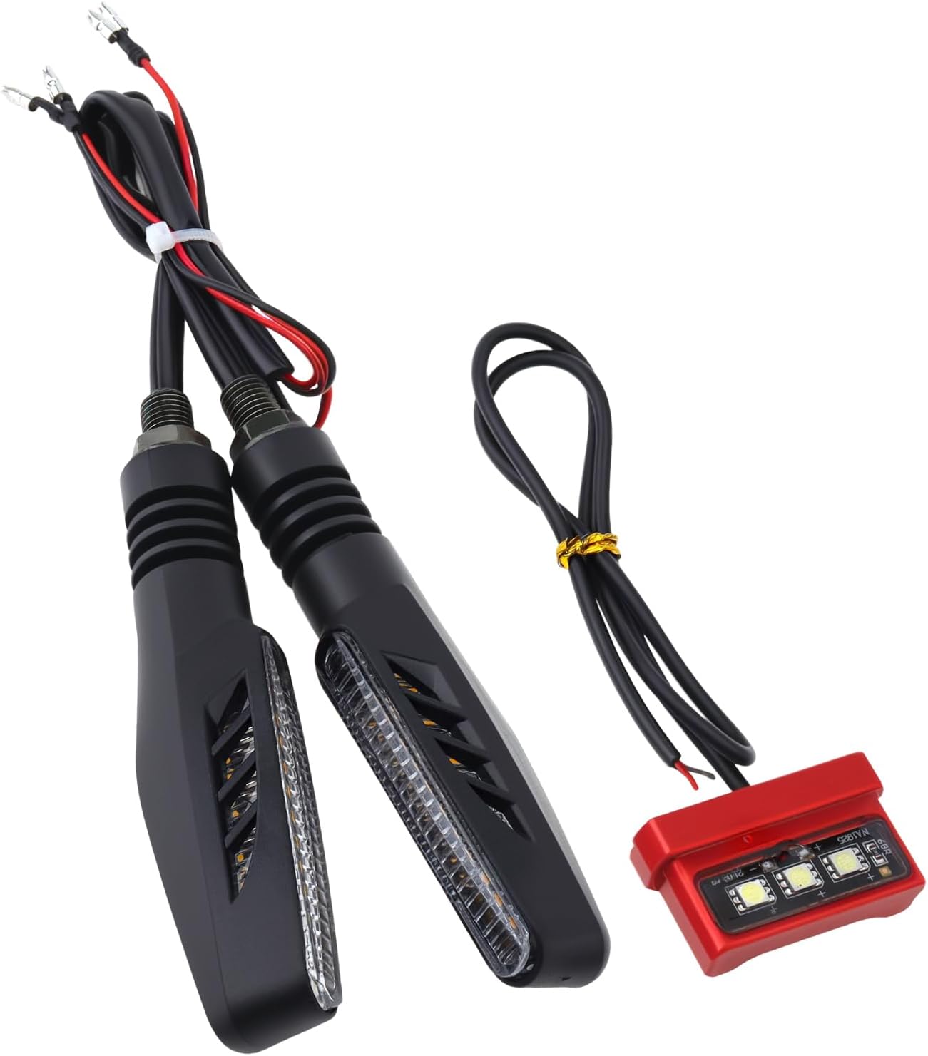 Windance Adjustable Motorcycle License Plate Holder with 2 Indicators Flowing Turn Signal Lights Tidy Holder Fender Eliminator Kit (Red)