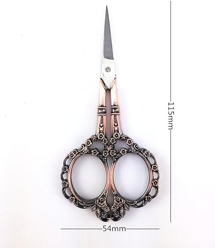 Miniatura 3 de Tijeras de costura rectas de precisión de estilo retro vintage europeo antiguo para trabajo de aguja (cobre)