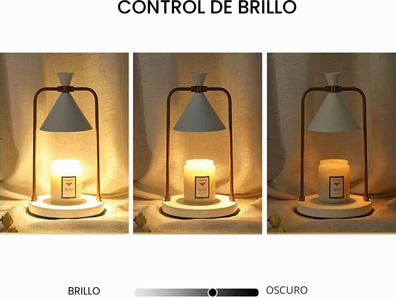 OUSIKA Lámpara calentadora de velas regulable con aroma, lámpara calentadora de cera con brillo ajustable, compatible con velas pequeñas y grandes, candelabro aromático, decoración del hogar, Calentad