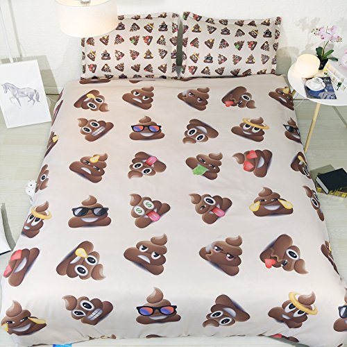 JF-440 Poop Bedding Set for Kids 3pcs Full Size Sheets Contains 1 Duvet Cover 2 Pillow Shams, not Comforter (King)