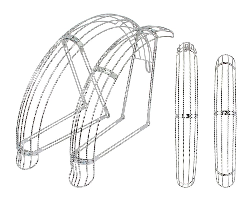 Lowrider Bike 20 Flared Twisted Adjustable Fender W/4 Braces Set Chrome.Bike parts.Bicycle parts
