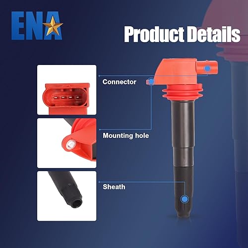 Miniatura 2 de ENA Juego de 8 bobinas de encendido compatibles con Porsche 2008 2009-2018 Cayenne 4.8L, 2011 2012 2013 2014 2015 2016 Panamera 3.6L V6, Panamera