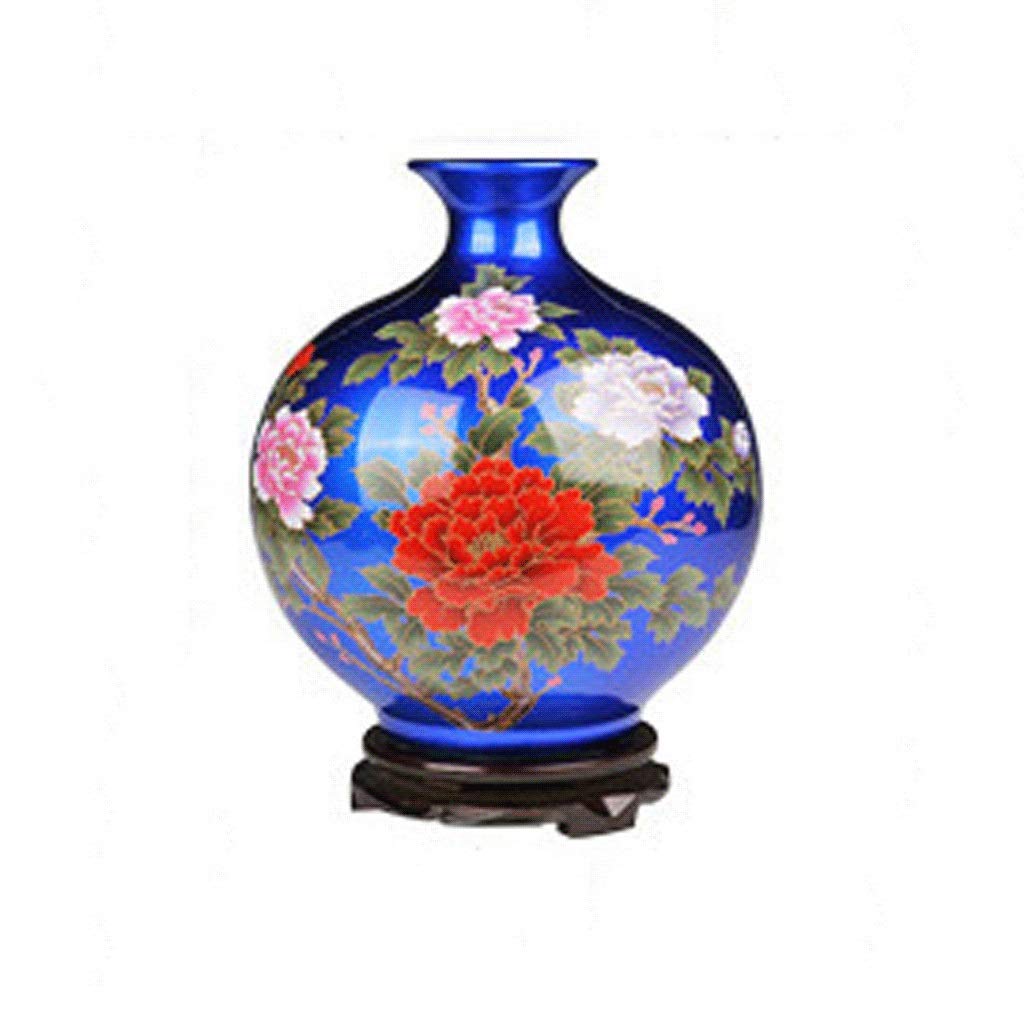 LHBNH Ceramic Vase Blue Pomegranate Bottle Creative Porcelain Home Decoration Living Room Study Modern Minimalist Handmade Porcelain Vase 27 * 24cm Blue Household decorative vase decoration