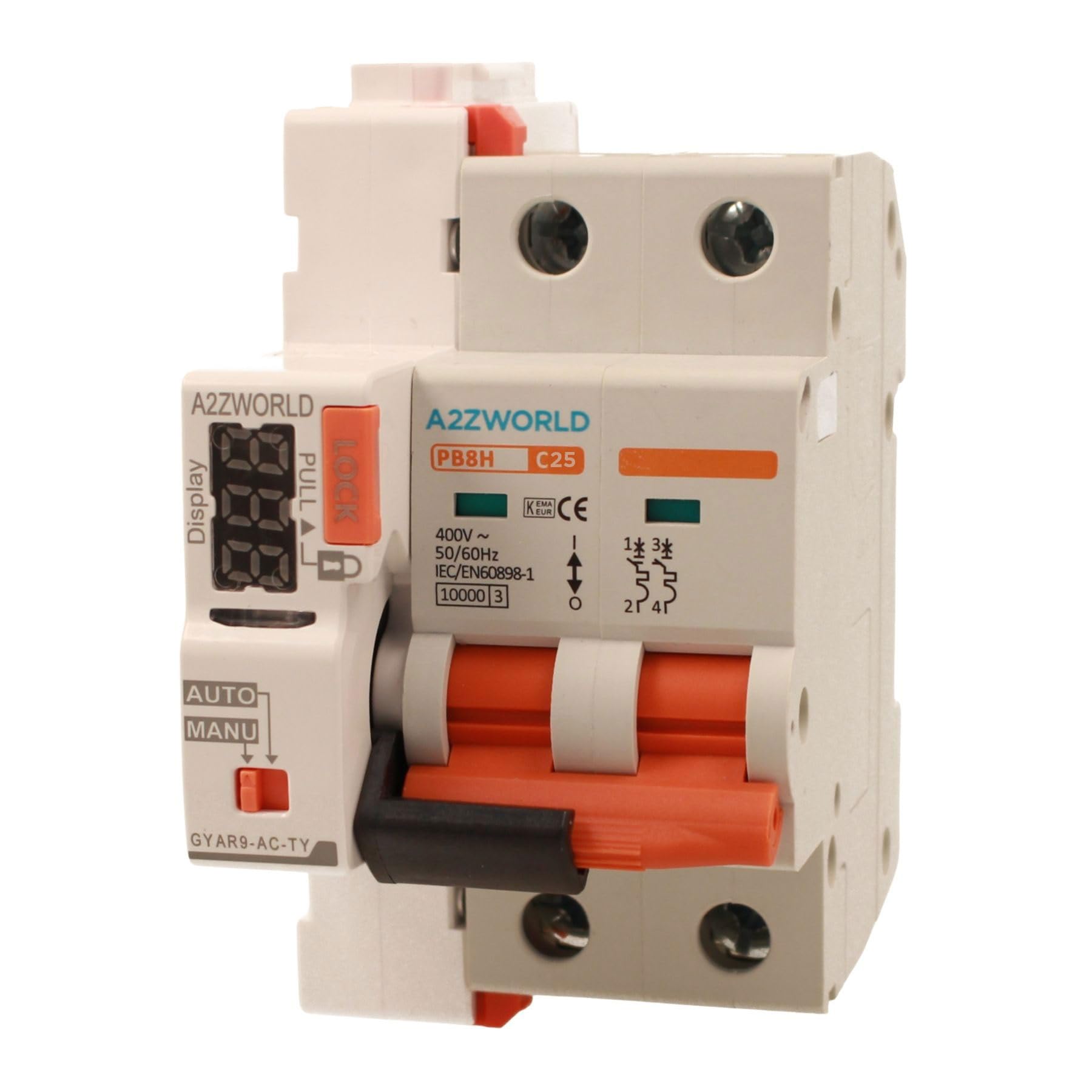 Interruptor magnetotérmico WIFI Rearme automático, curva C 25A, 2P 10kA, APP Tuya Smart Life, solo 3 módulos DIN 220V AC, control remoto y manual