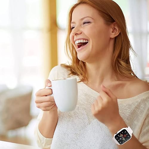 Miniatura 3 de Correa 3 en 1 para Apple Watch con funda, correas de silicona suave con cubierta dura de policarbonato protector de pantalla integrado de vidrio