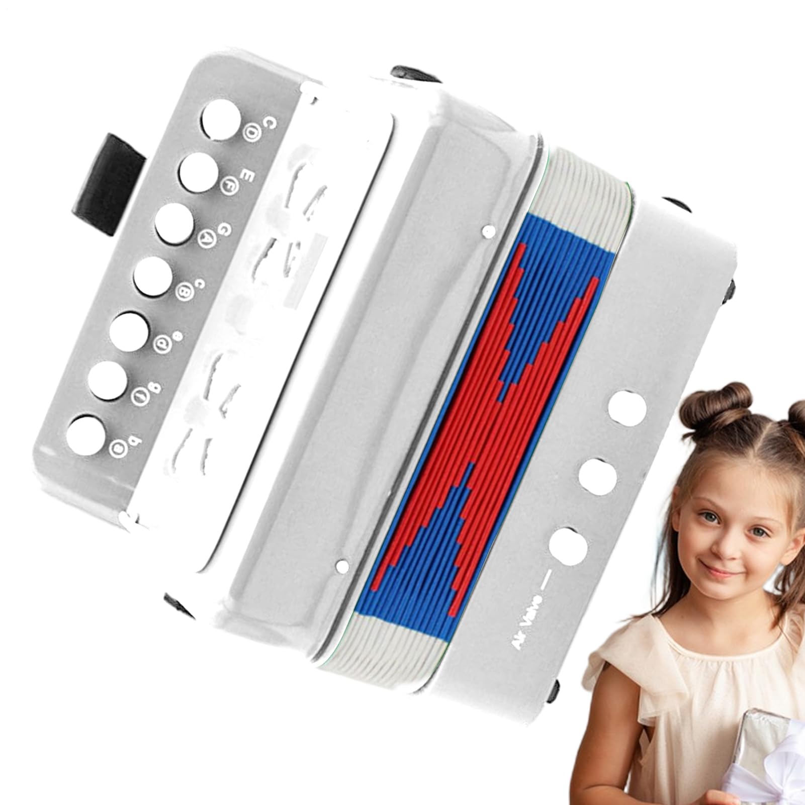 Giocattolo per bambini – Set di giochi musicali con bottoni, mini soffietto | Dispositivo di attività per sviluppare melodie e ritmi per l'apprendimento precoce, inizio colorato e adatto ai bambini