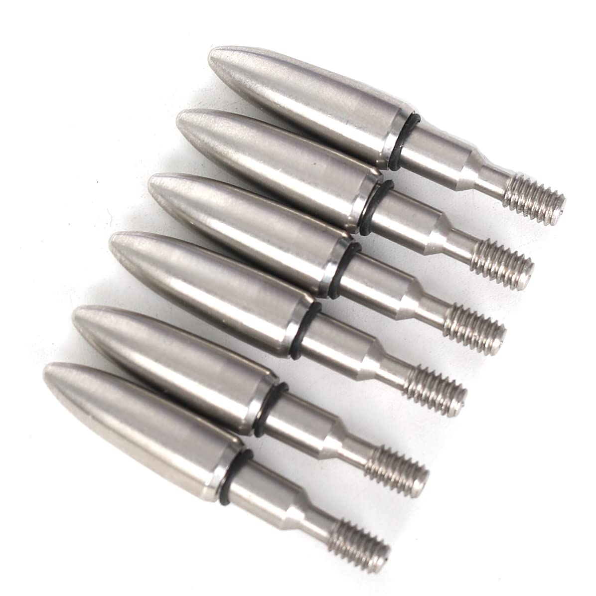 ACCMOS 125 grain Stainless Steel Arrow Head Oval Arrow Tips Archery Point for Recurve Compound Bow Shooting Arrow Accessory 6 pcs (6pc, OD 7.74mm 125gr)