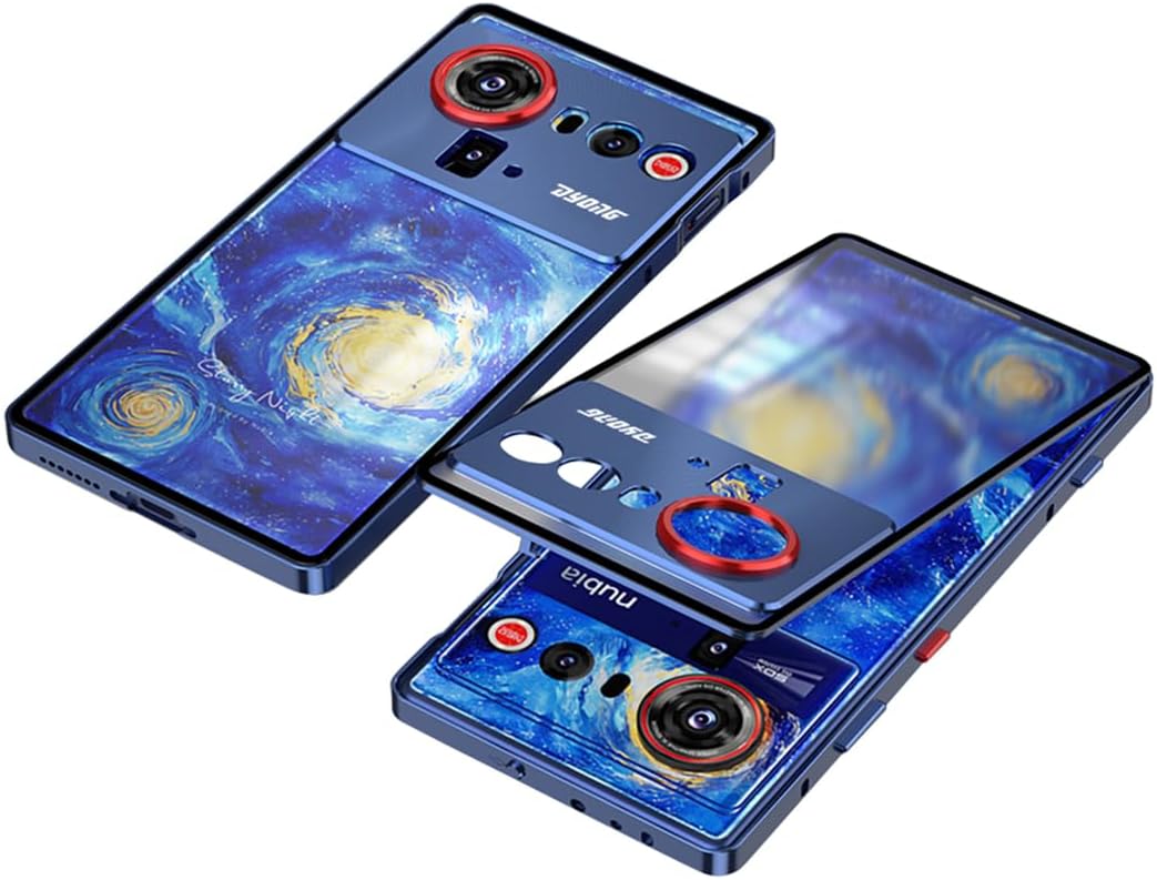 QUIETIP for Nubia Z80 Ultra Case,Metal Frame + Translucent Matte Shockproof Protective Cover,Blue