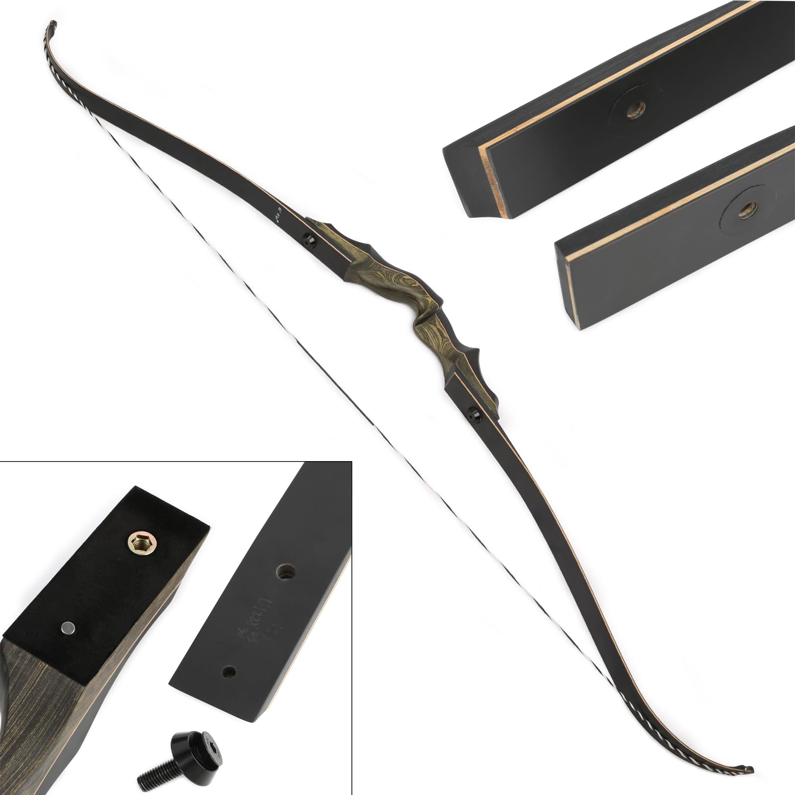 Tiro con l'arco 62 pollici Takedown Recurve Bow Alzata in legno Arco ricurvo professionale da competizione per tiro al bersaglio 20-60 libbre Regolabile
