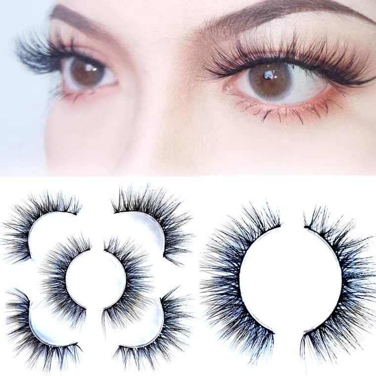 Cílios postiços 3D Sunniess Hair com efeito natural em fibra sintética, modelo leve e reutilizável