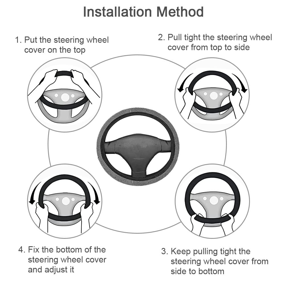 URAQT Coprivolante Auto, Coprivolante Auto Universale 37-39 cm, Coprivolantes Autos Pelle con Copri Cambio Autos Universale per la Maggior Parte delle Automobili (Rosso)