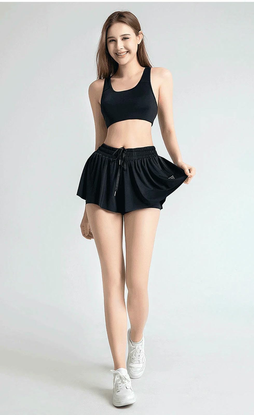Short de Yoga Haute Taille Femmes Shorts Jupes Hautes Taies Respirant Sécurité D'été Pantalons Femme Sportives Gym Yoga-Kaki-l