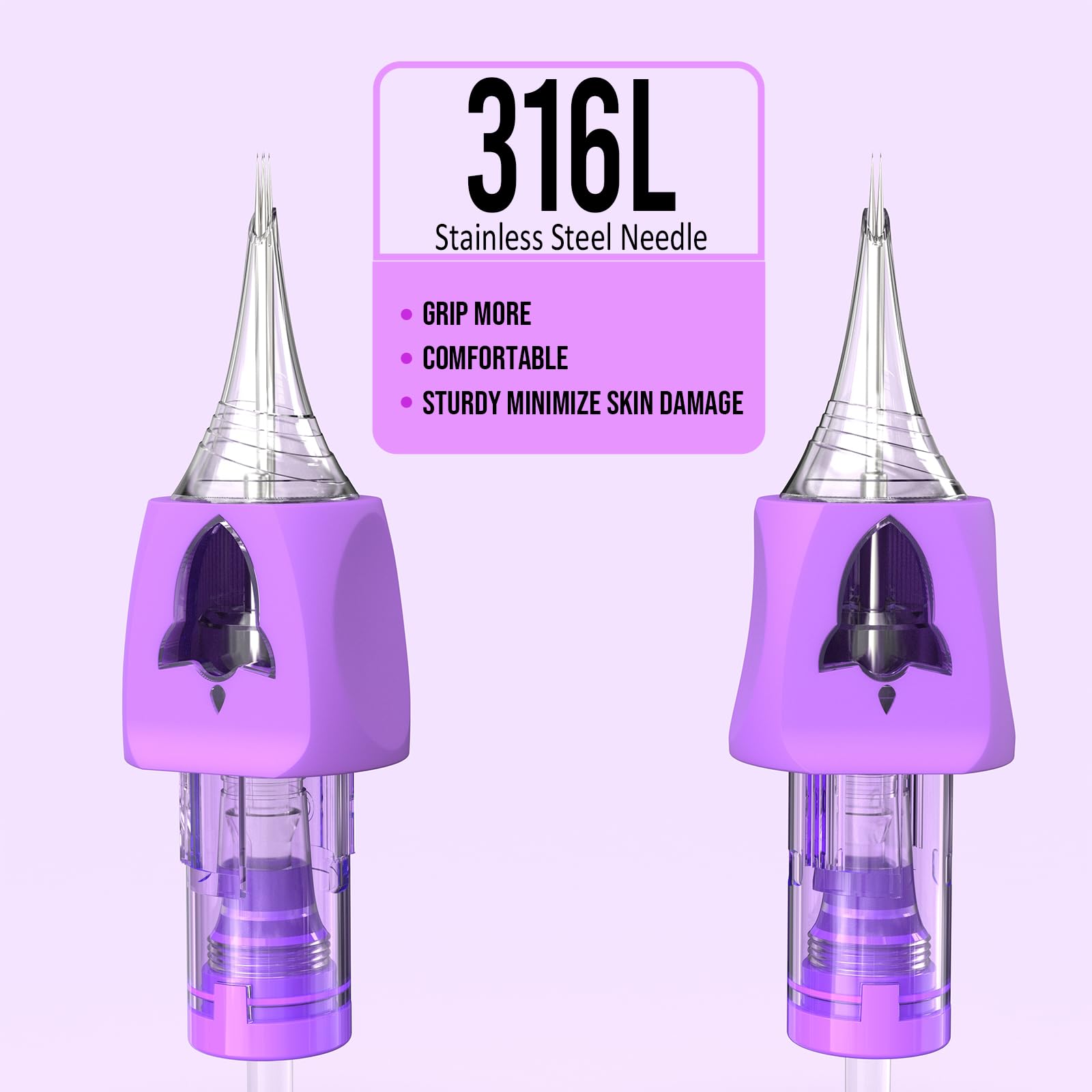 Wormhole Tattoo Needles, 50pcs Mixed Sizes Disposable Finger Ledge Cartridge Needles #12 Standard 3RL 5RL 7RL 9RL 11RL Round Liner - Image 3