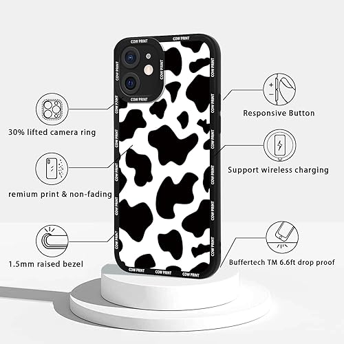 Miniatura 4 de Paquete de 2 bonitas fundas de teléfono para Apple iPhone 13 Mini de 5.4 pulgadas, funda de silicona delgada y suave con estampado de vaca para