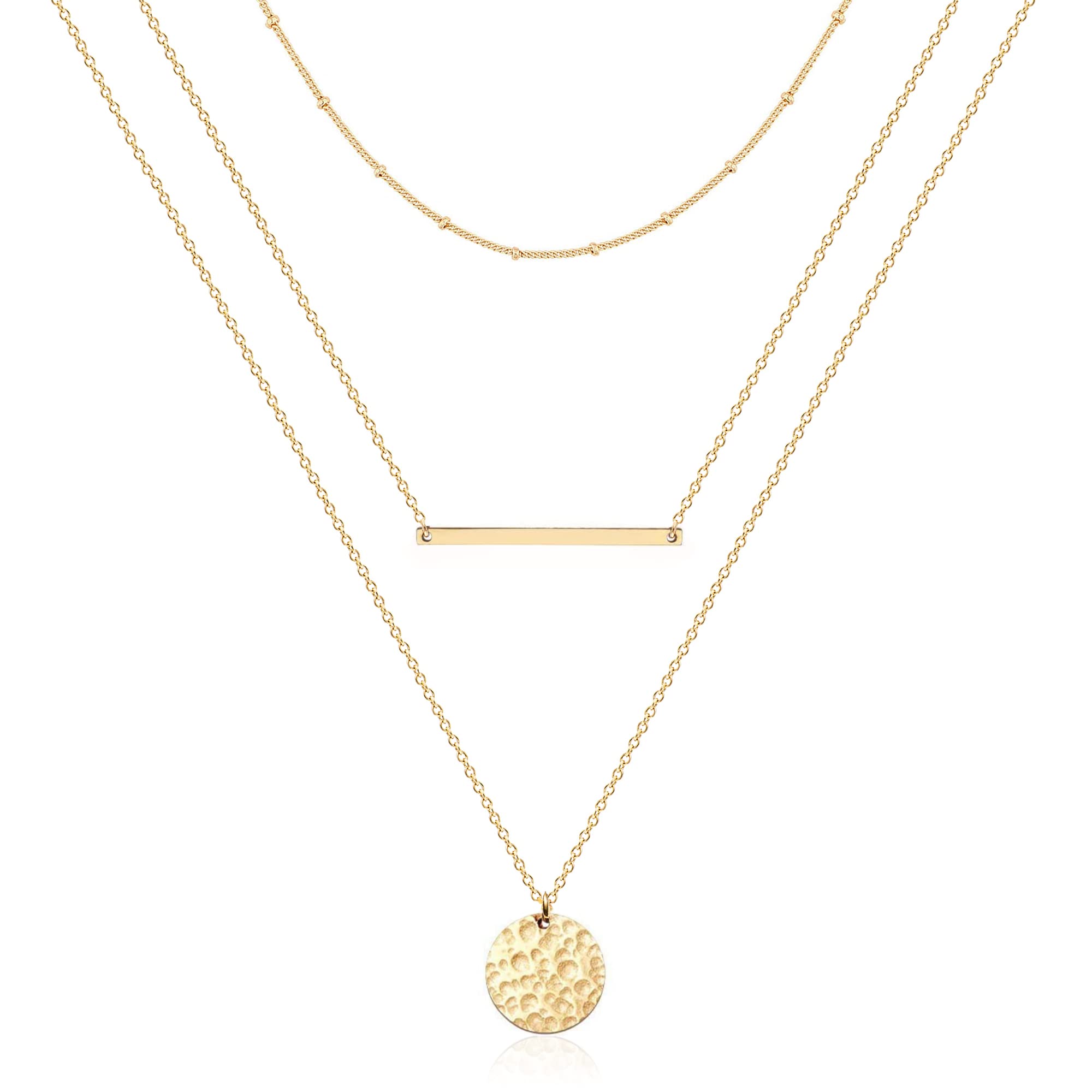 Ava Riley Necklace for Women, 14K Gold-Plated Dainty Choker, Silver Layered Necklaces for Women, Trendy Beach Jewelry