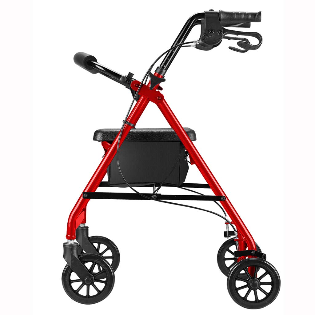 Andador plegable de aluminio para caminar, con asiento y freno de mano, ideal para ancianos, andadores y carrito de la compra