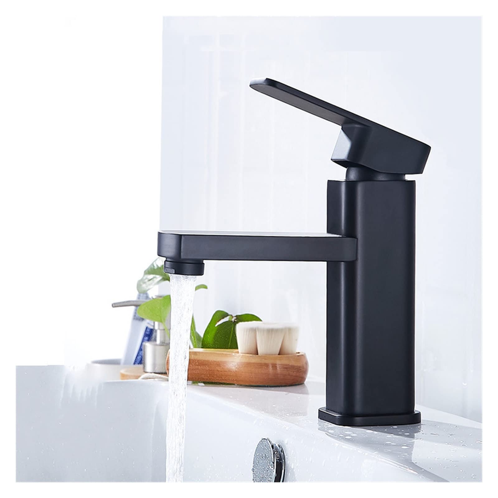 Robinet de lavabo noir mat mitigeur cascade eau chaude et froide de salle de bain