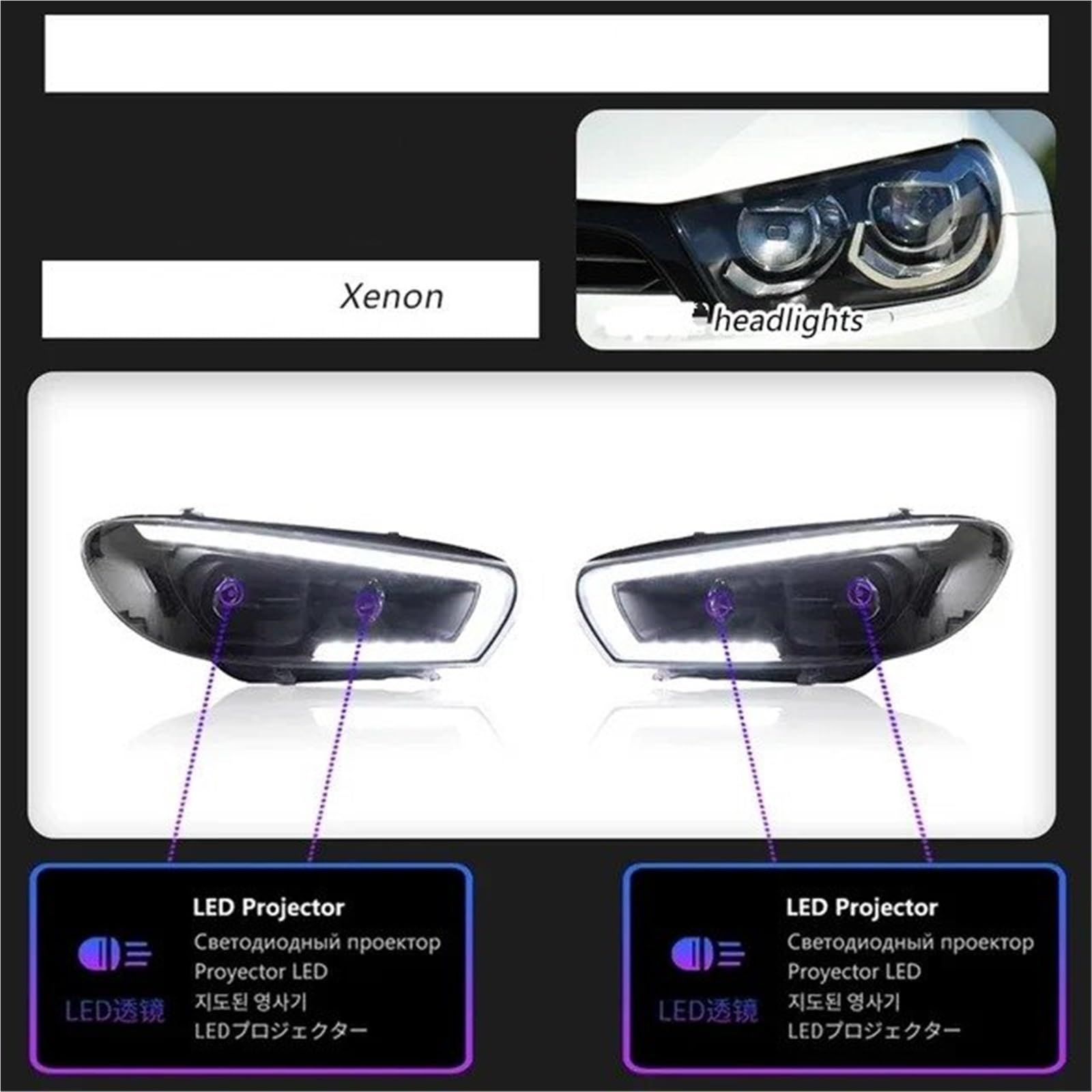 Faro Anteriore per VW Scirocco 2009-2017 DRL modificato Indicatore di direzione dinamico Faro Accessori Auto Auto Gruppo Faro Auto()