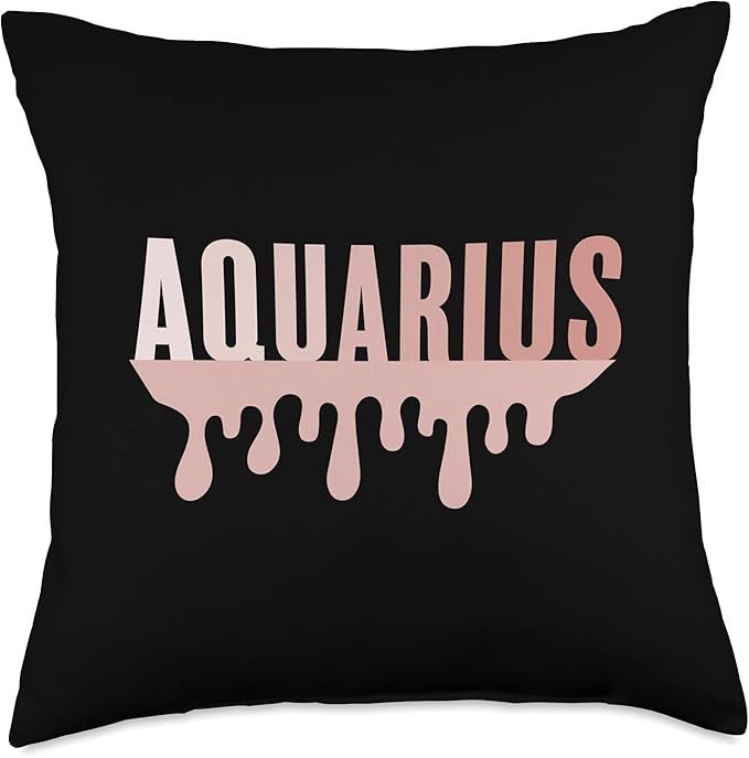 Dripping Astrology Aquarius Throw Pillow
