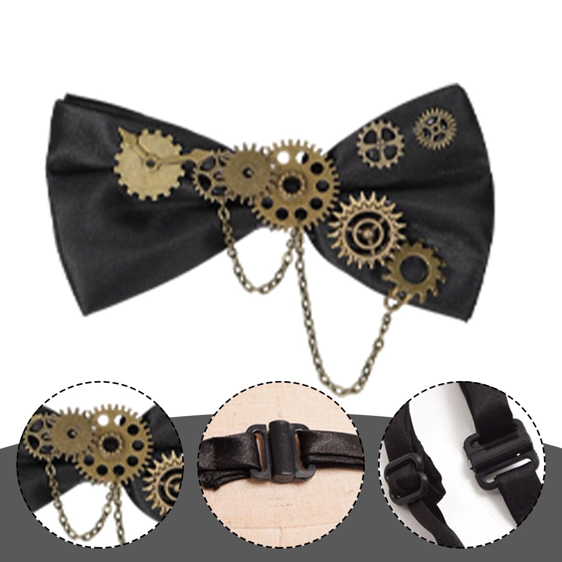 OIXYEY Papillon Steampunk da uomo Ingranaggi retrò Cravatta vintage Papillon Ingranaggi Cosplay Steampunk Accessori
