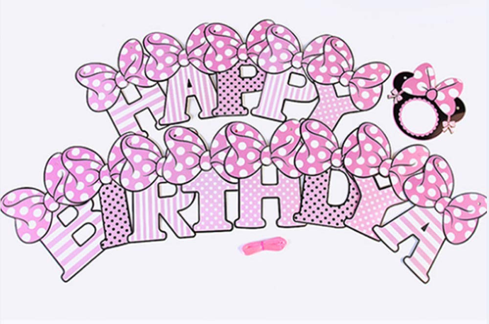 Happy Birthday Banner Mit Maus-Motiv – Geburtstagsdekoration Für Kinderparty, Inkl. 15 Karten & Band, Aus Karton, Bunt