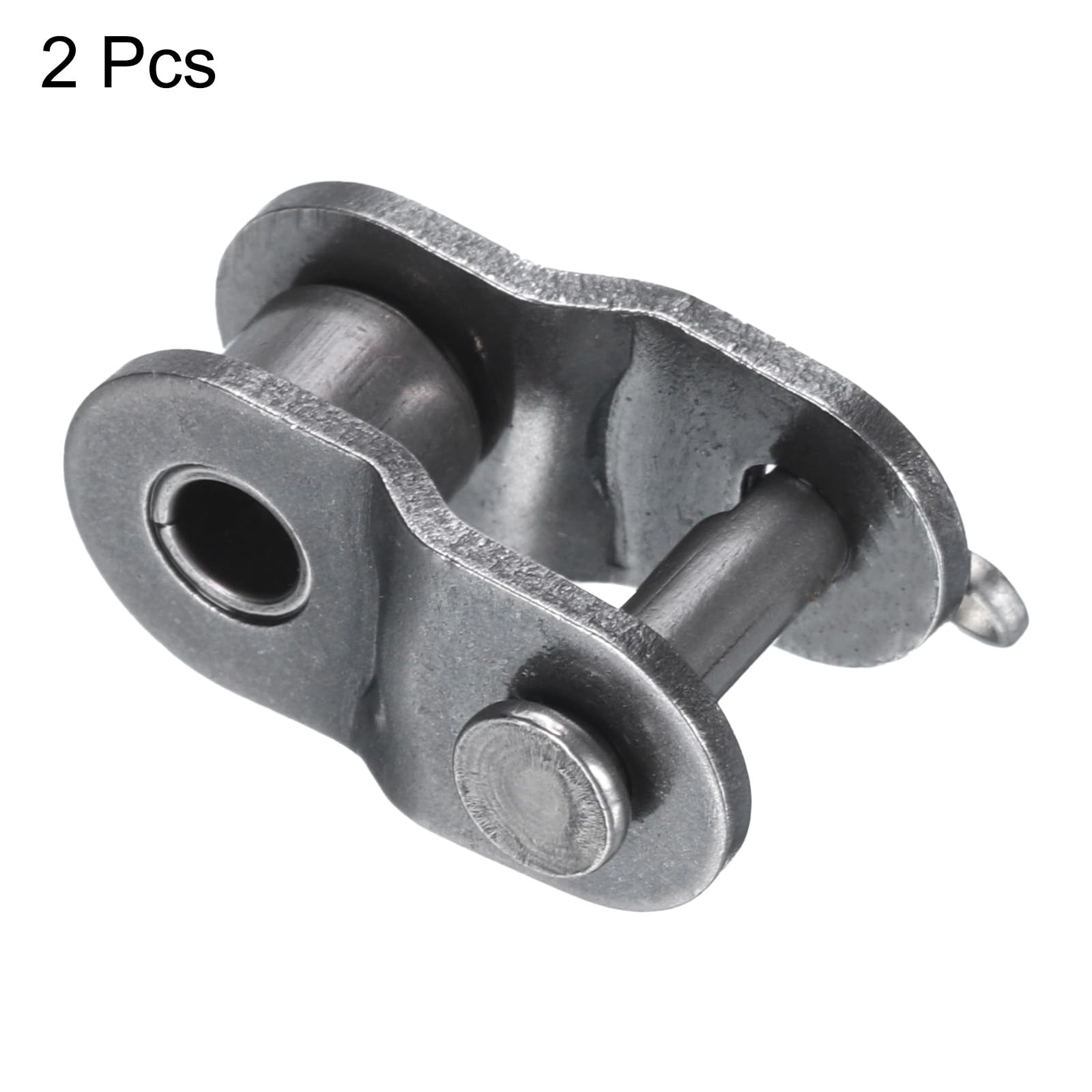 sourcing map 2 rodillos de medio eslabón de cadena #420, paso 1,27 cm, acero al carbono, conector de extremo