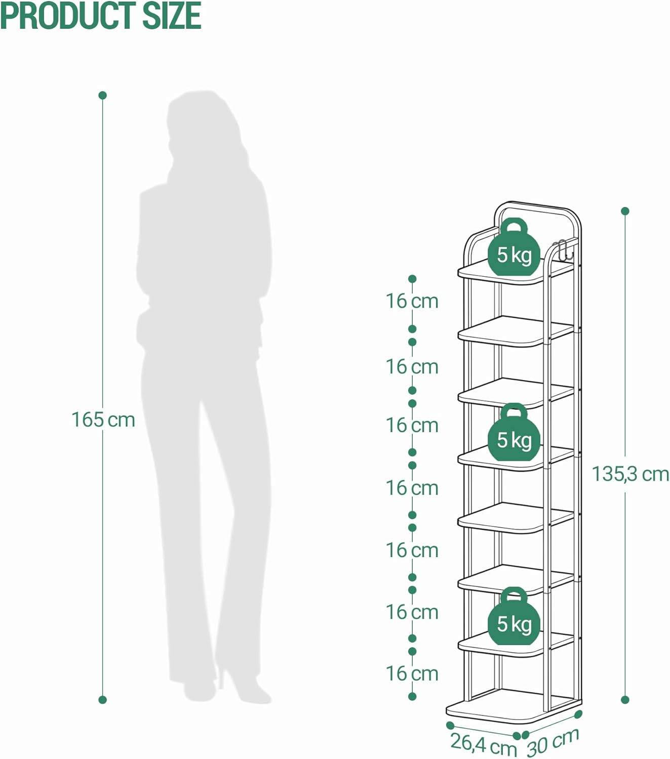 8 tiers vertical shoe rack, narrow shoe tower, tall shoes shelf with 2 hooks, adjustable shelves, corner shoes shelves for small spaces, entryway, living room, white sr04313w white 8 tier(11.8"d x 10.4"w x 53.2"h)